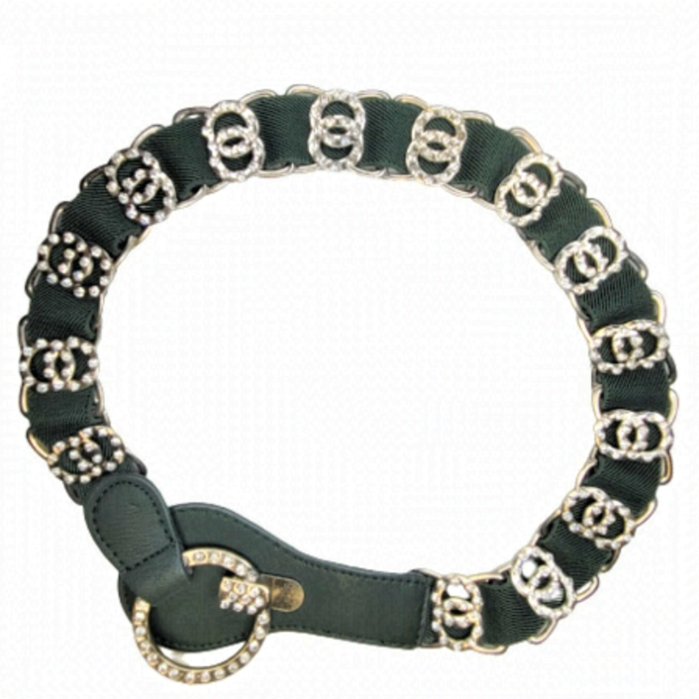 GREEN Rhinestones Embellished Belt with Round Rhinestone Buckle